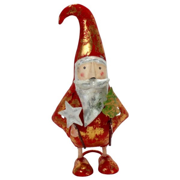 Χριστουγεννιάτικος Διακοσμητικός Μεταλλικός Άγιος Βασίλης, με Αστέρι και Δεντράκι (24cm)